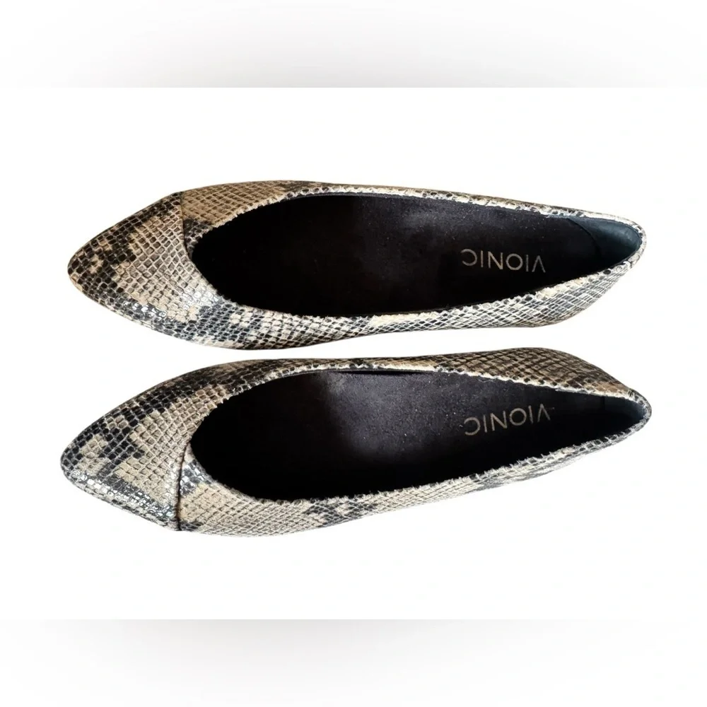 Vionic Caballo Snake Skin Print Pointed Ballet Flats Orthotic 6